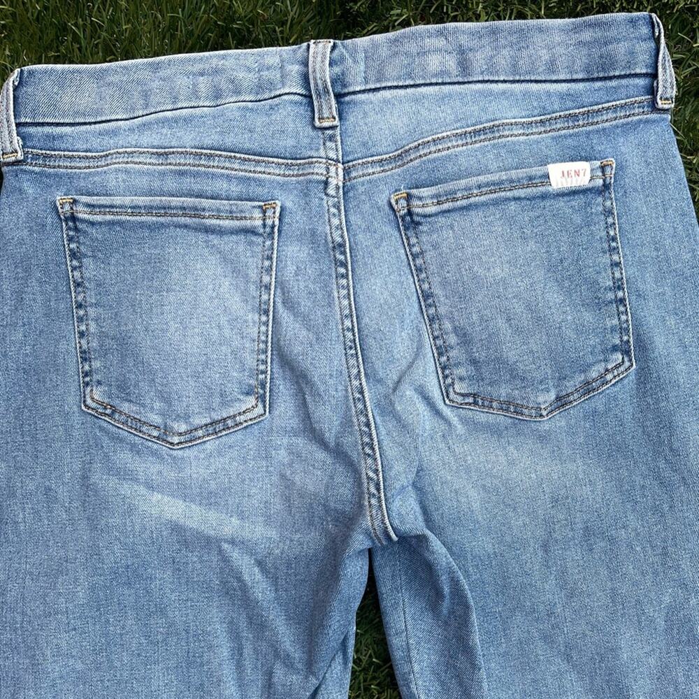 Jen7 for 7 For All Mankind Crest Ankle Straight Snakeskin Stripe Denim Jeans 8 - Picture 9 of 10